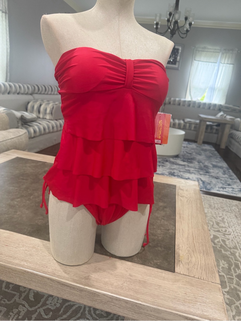 Octopus Shape-Optimizer  ruffle bandeau Tankini set tie side bottom